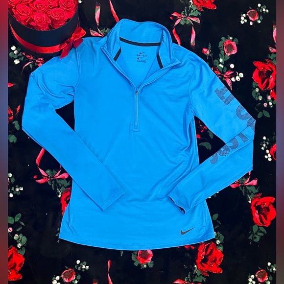 NIKE PRO DRI-FIT 1/3 Zip Long Sleeve Jacket Blue Size Large!! - Picture 2 of 5